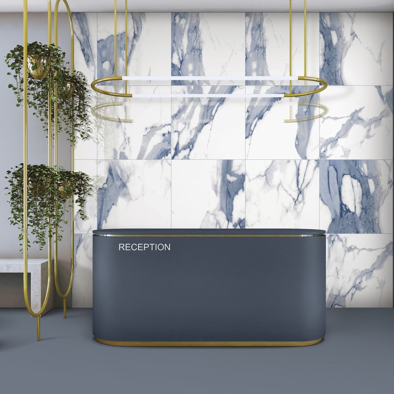 Stockholm Blue Gloss Porcelain Tile 600x600mm
