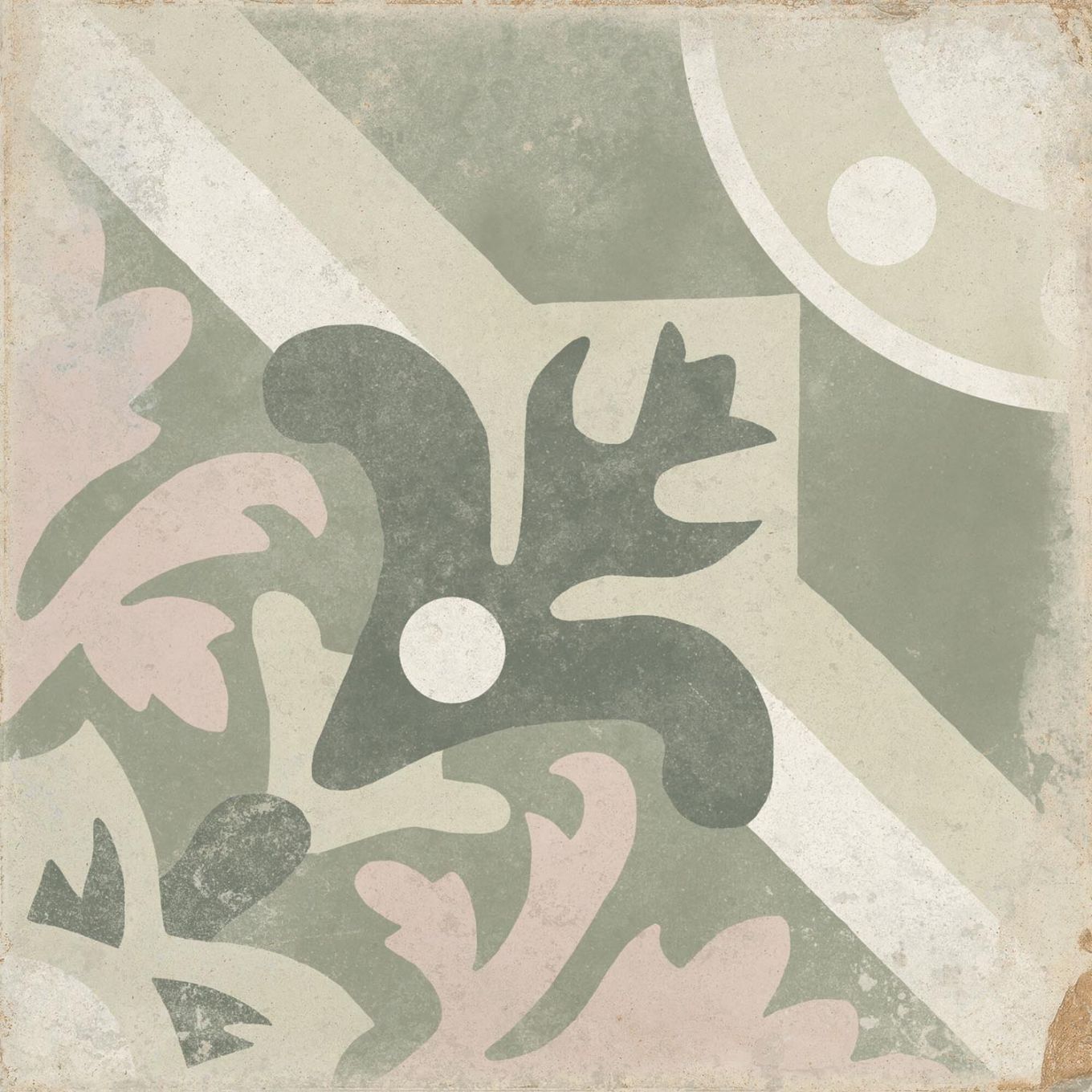 Rome Sage Matt Porcelain Patterned Tile 223x223mm
