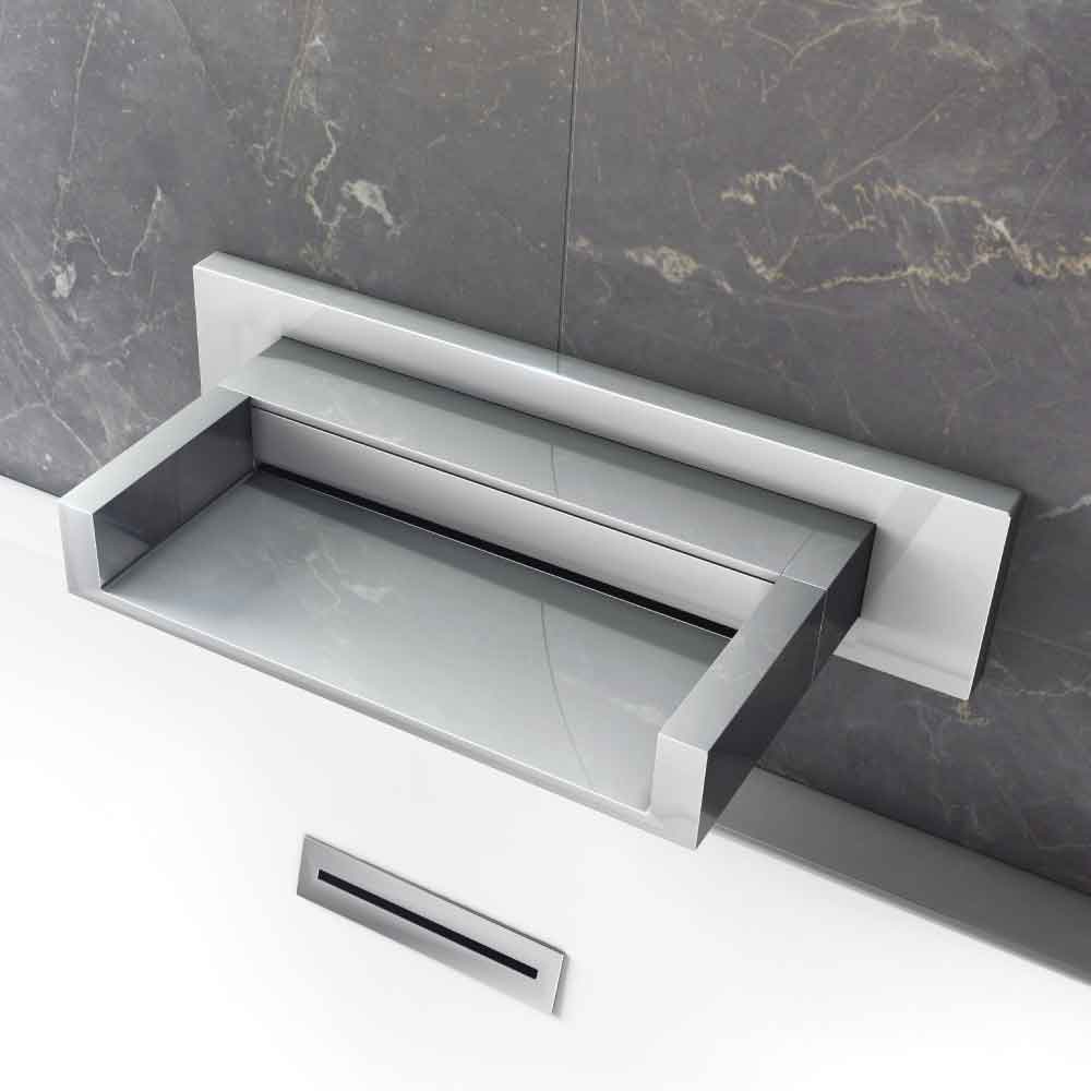Akron Chrome Wall Mounted Waterfall Bath Spout