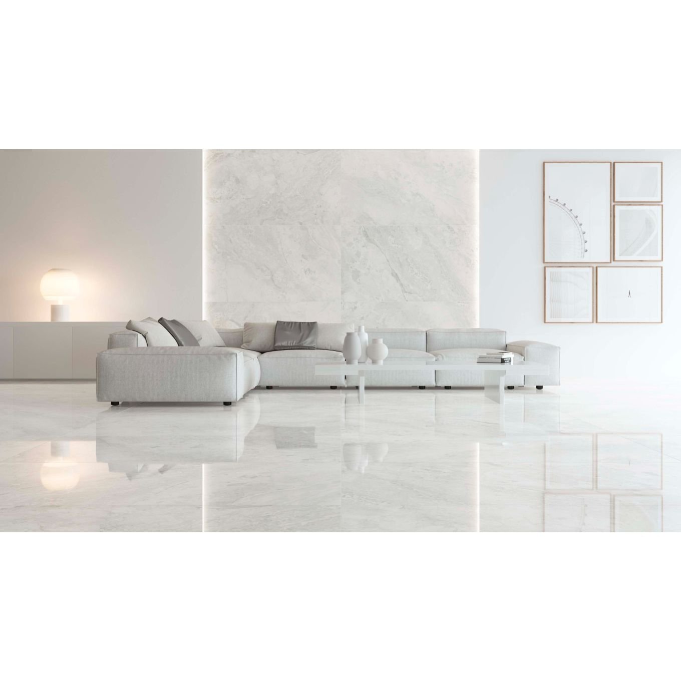 Delilah Cloud Gloss Porcelain Tile 600x1200mm