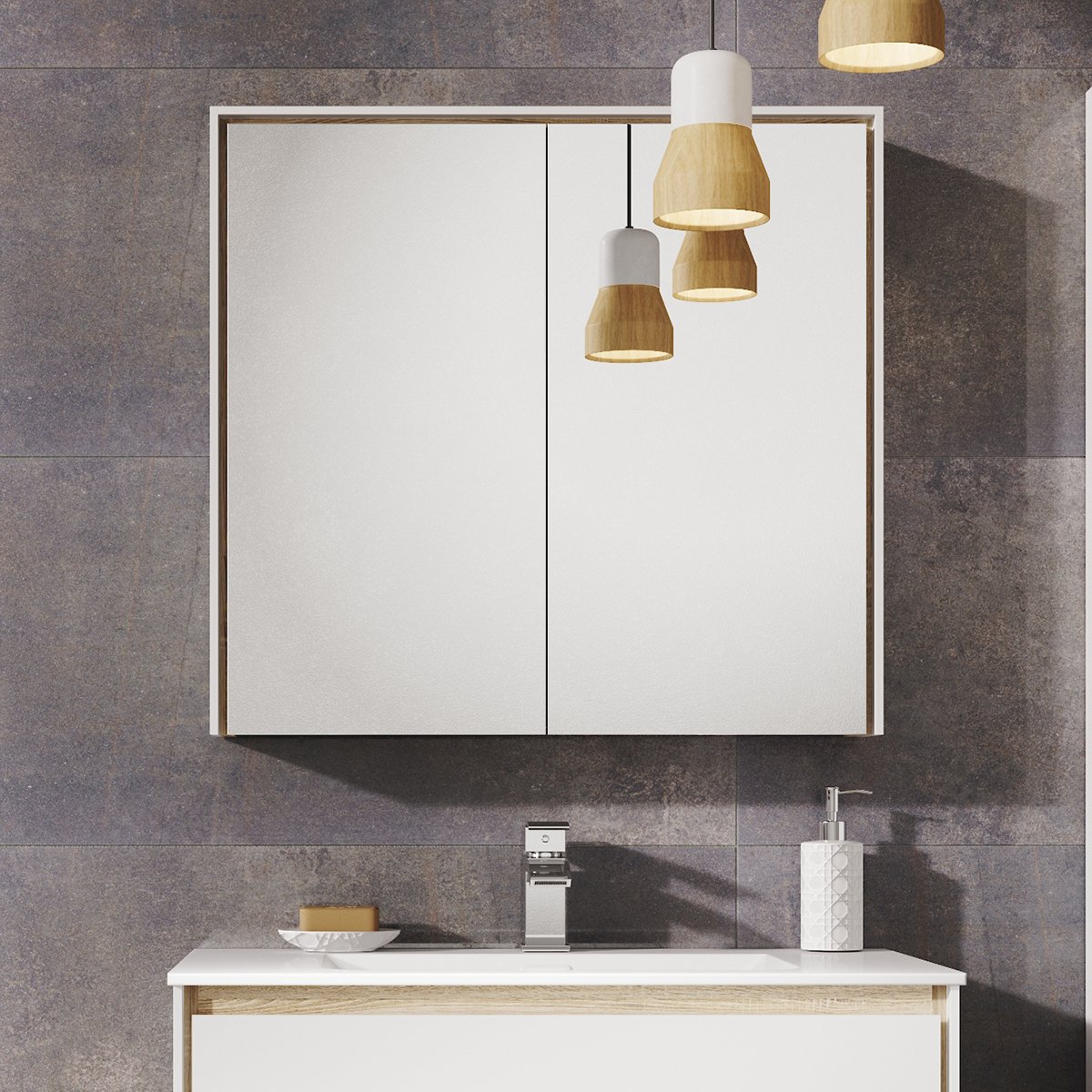 Newbury French Grey LED Mirrored Wall Cabinet 550mm