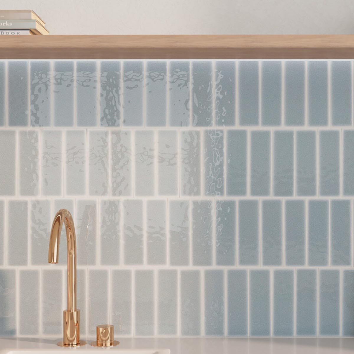 Santa Cruz Base Azul Gloss Brick Tile 200x65mm