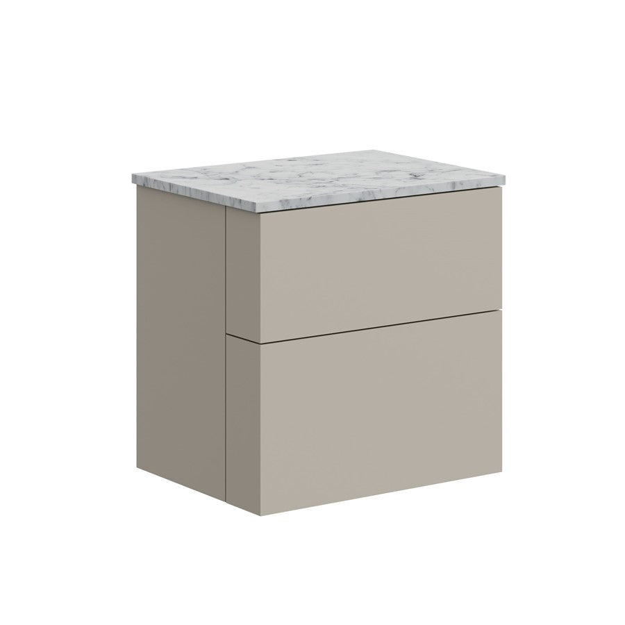 Avenue 600 Two Drawer Vanity with Carrara Marble Worktop