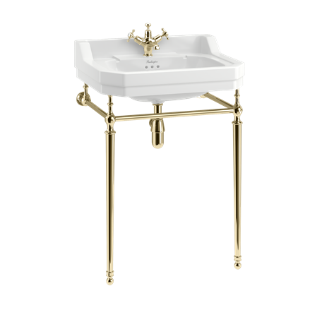 Edwardian 610mm Basin with Gold Washstand