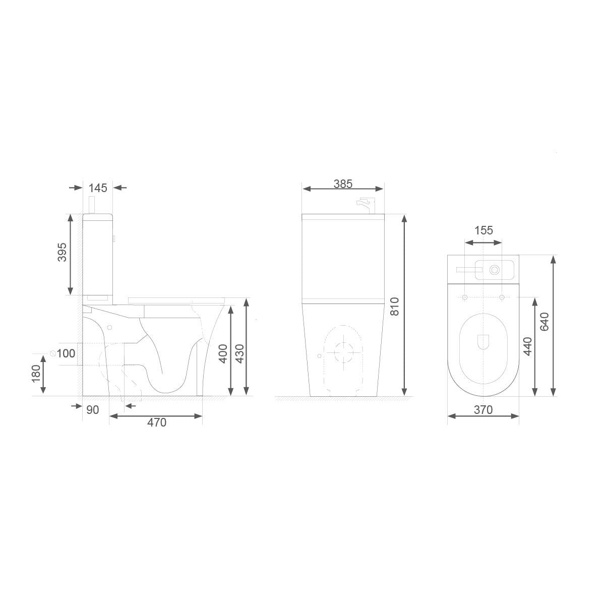 Anix Close Coupled Rimless 2-in-1 Combination Toilet & Basin with Black Push Button