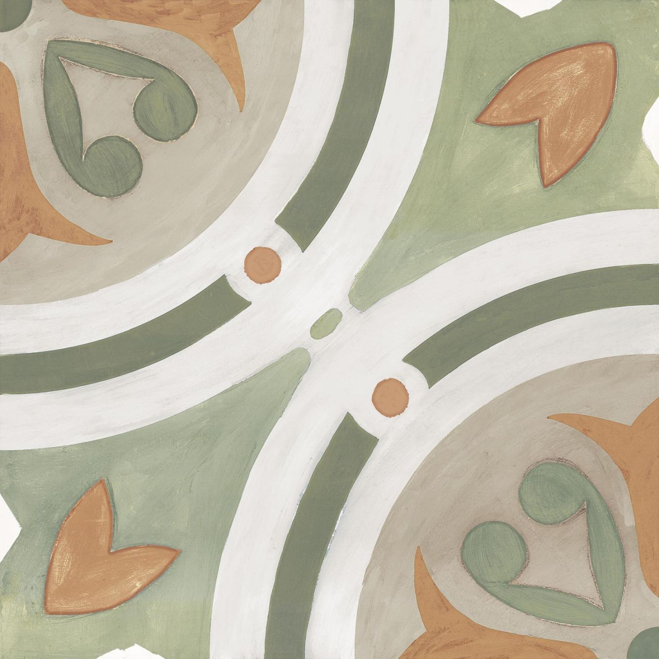 Acropolis Green Matt Porcelain Patterned Tile 223x223mm