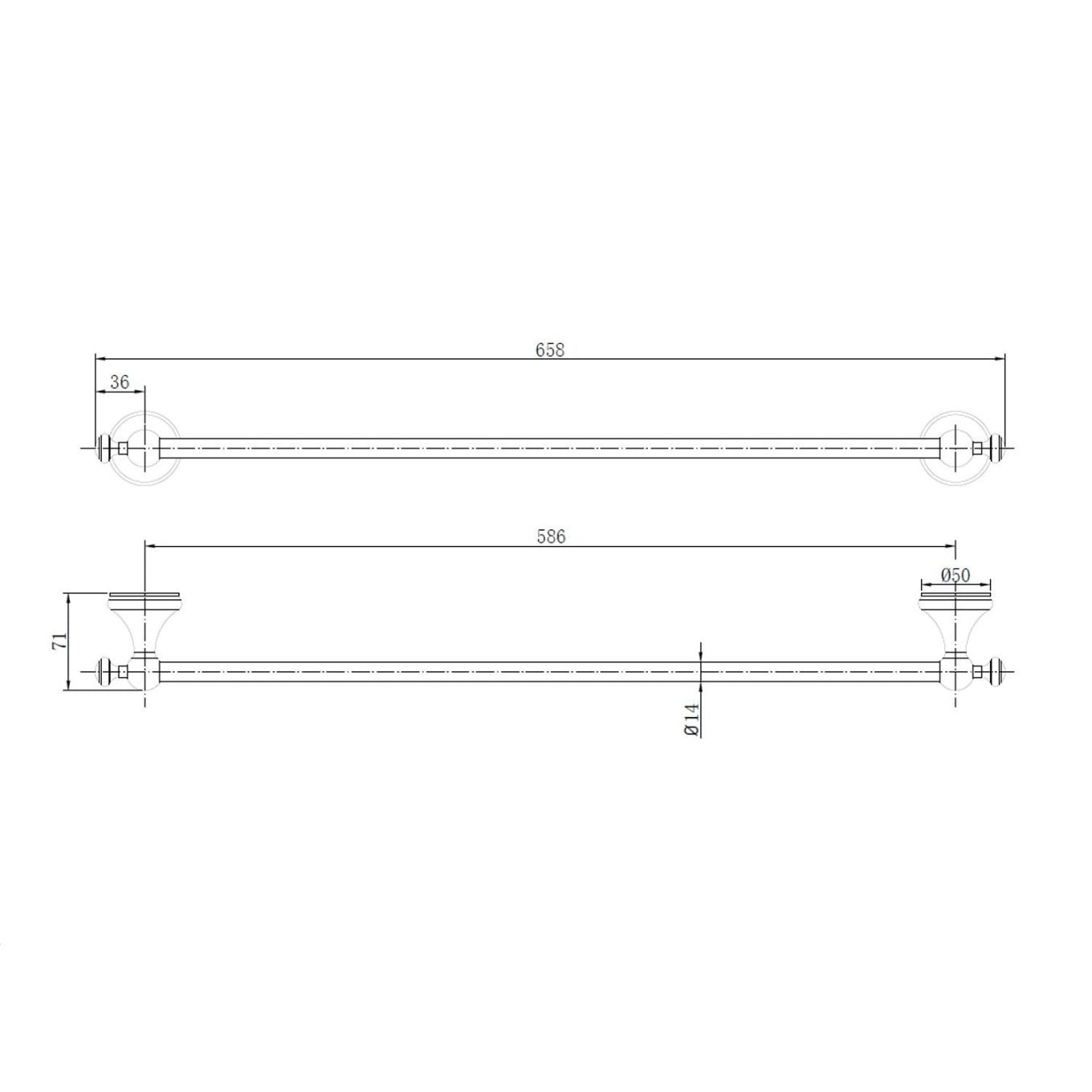 Warwick Brushed Nickel Traditional Single Towel Rail