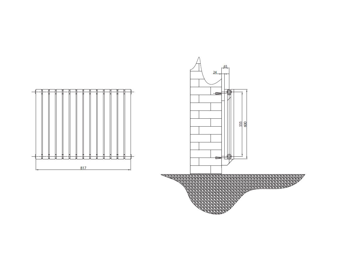 Islington Grey Double Horizontal Radiator 600x820mm
