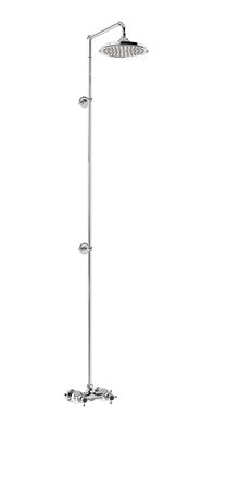 Eden Thermostatic Exposed Shower Bar Valve Single Outlet with Extended Rigid Riser and Swivel Shower Arm with Rose