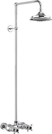 Eden Thermostatic Exposed Shower Bar Valve Single Outlet with Rigid Riser and Swivel Shower Arm with Rose