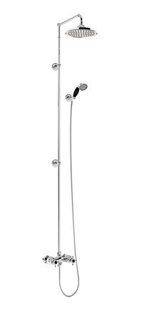 Eden Thermostatic Exposed Shower Bar Valve Dual Outlet with Extended Rigid Riser and Swivel Shower Arm with Rose