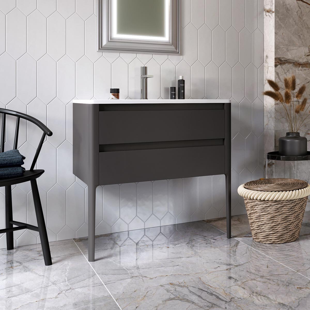 Stonehouse Slate Grey Vanity Unit with Integrated Basin 800mm