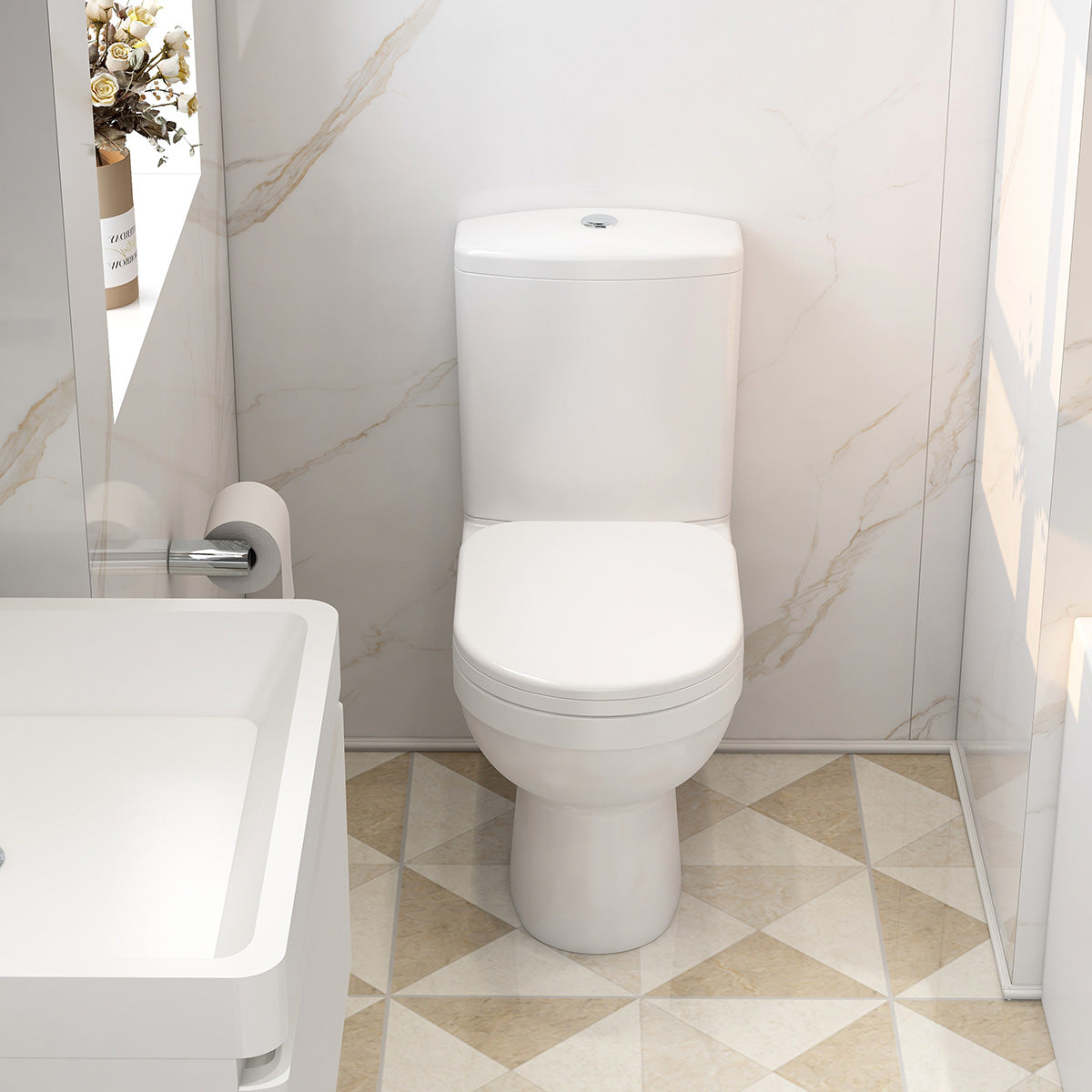 Ivo open back short projection close coupled pan & cistern