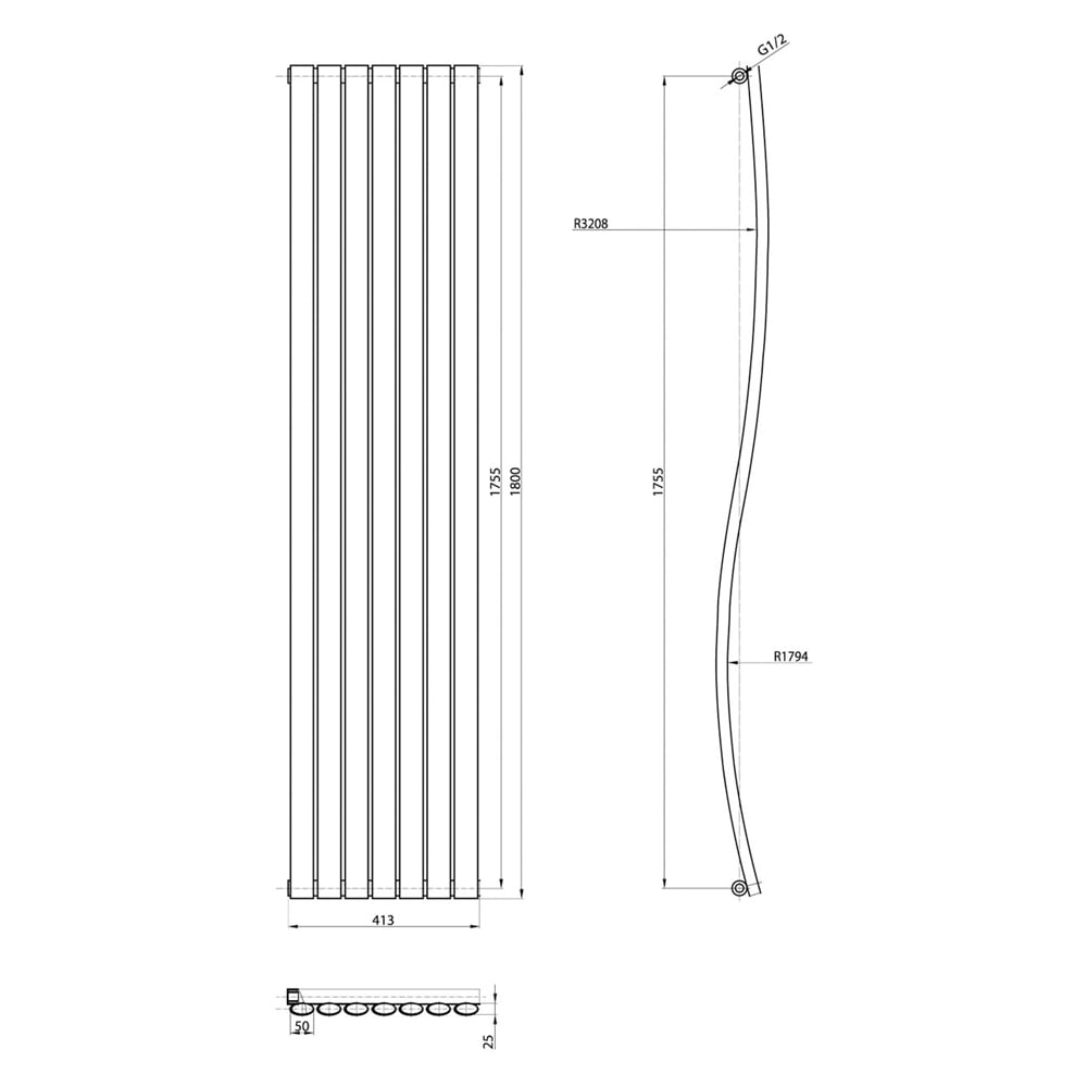 Gamma White Vertical Wave Radiator 1785x413mm