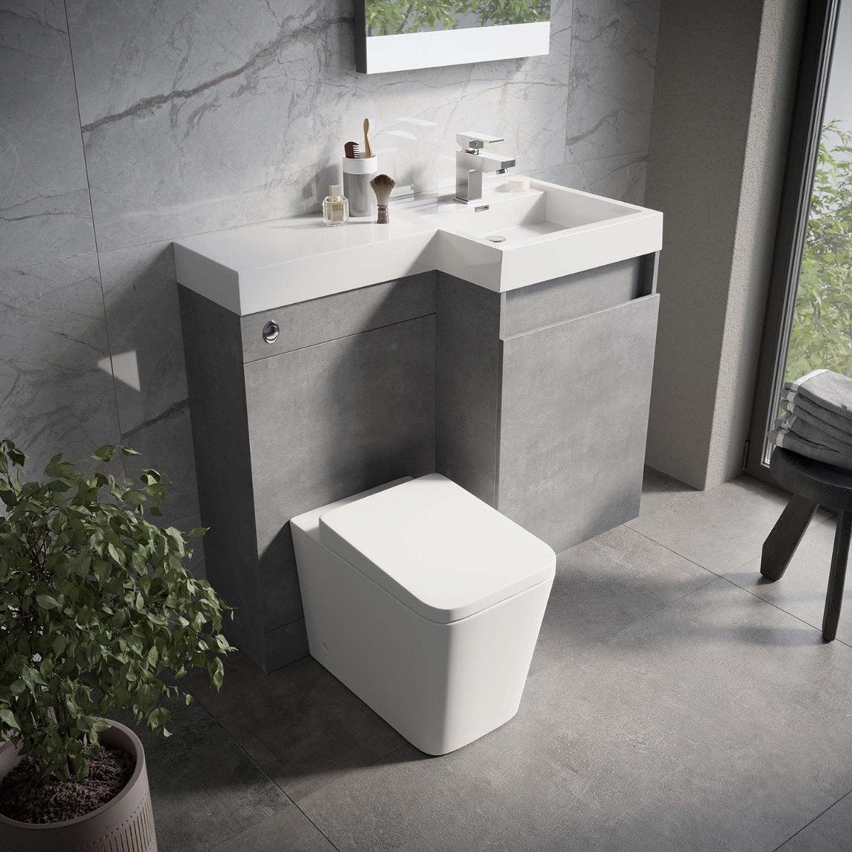 Summers Concrete Right Hand Combination Vanity Basin and WC Unit 900mm