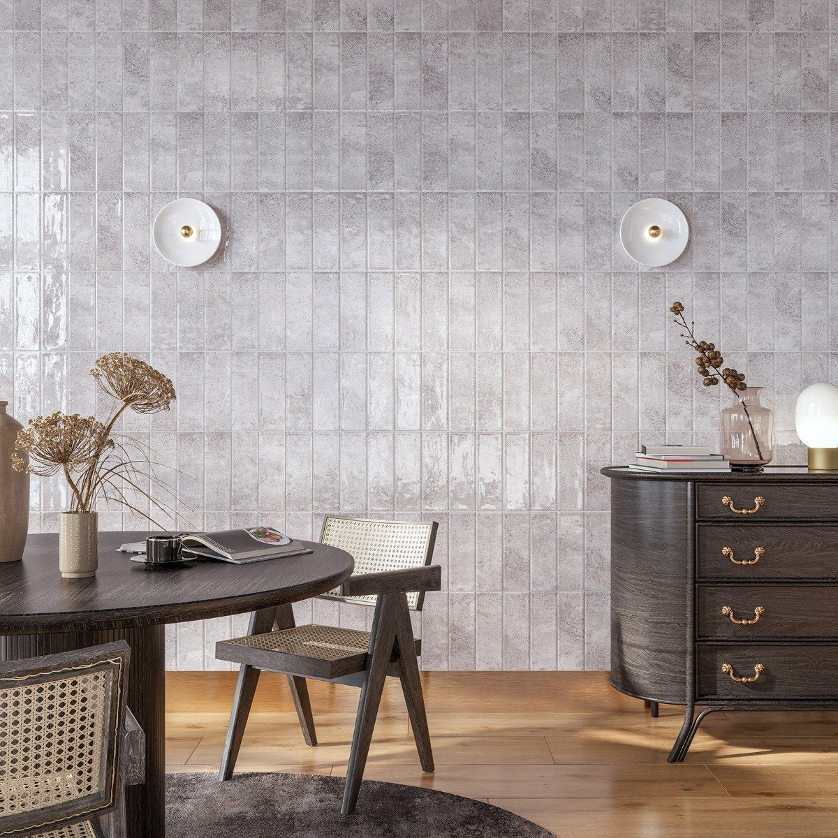 Lugano Grey Ceramic Brick Tile 100x300mm
