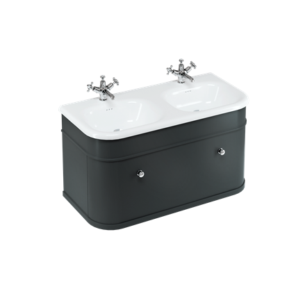 Chalfont 1000mm Single Drawer Unit with Natural Stone Roll Top Basin - Matt Black