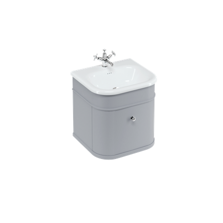 Chalfont 550mm Single Drawer Unit with Natural Stone Roll Top Basin - Classic Grey