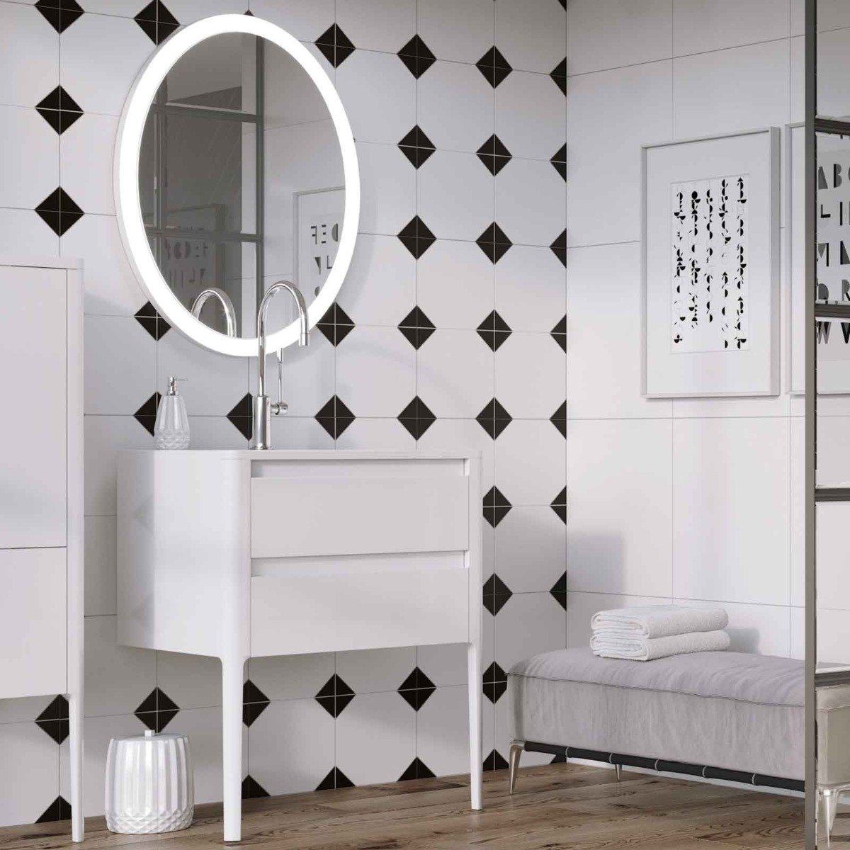 Stonehouse Gloss White Vanity Unit with Integrated Basin 600mm
