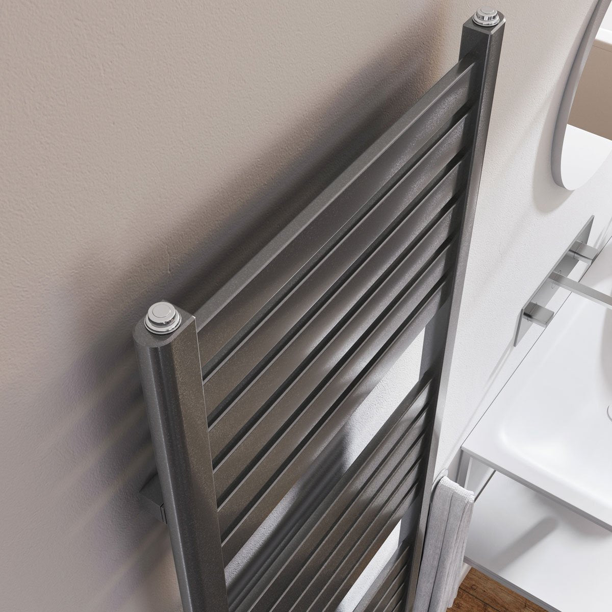 Portabello Anthracite Heated Towel Rail 1600x500mm