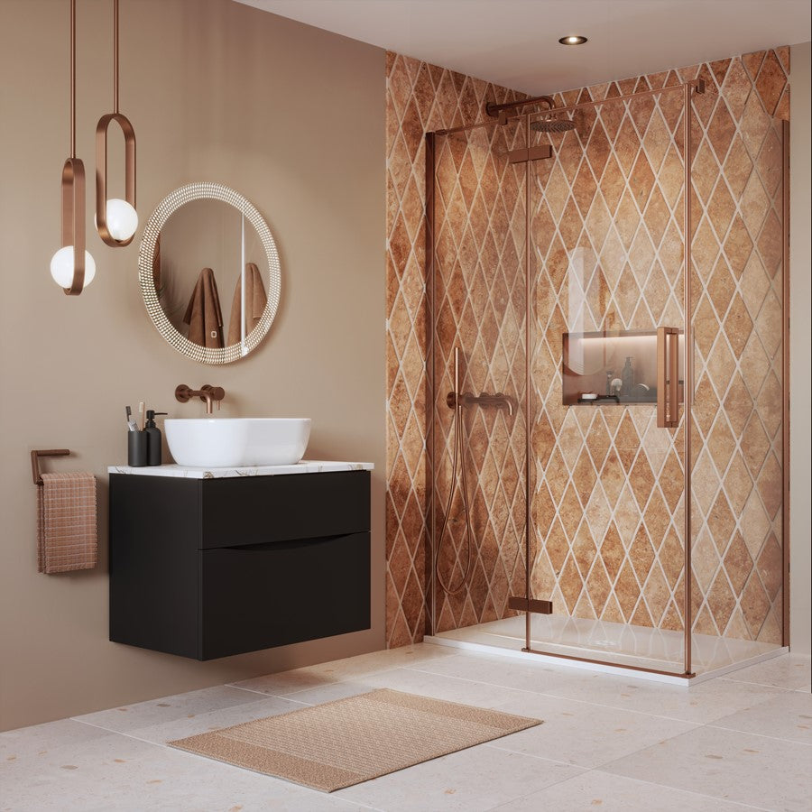 Asura 8mm Hinged Door with Inline - Fluted Matt Black