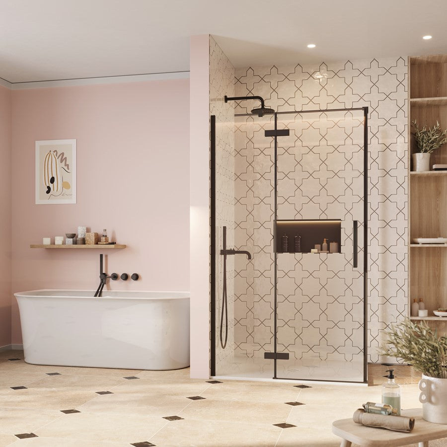Asura 8mm Hinged Door with Inline - Fluted Polished Stainless