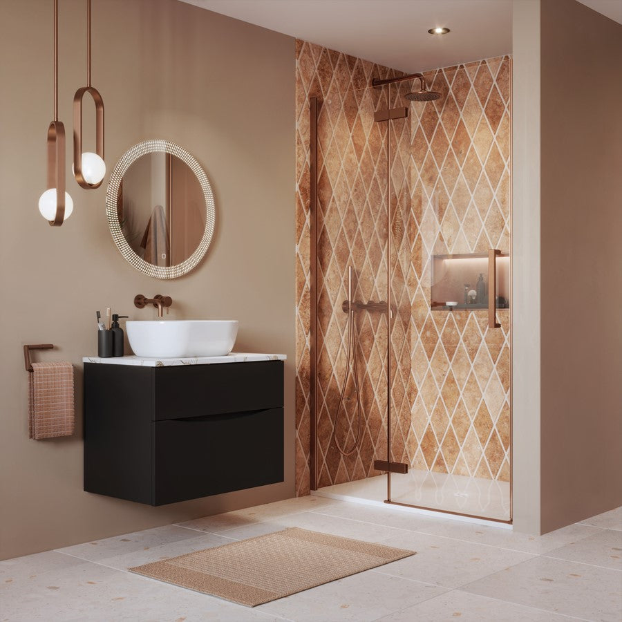 Asura 8mm Hinged Door with Inline - Fluted Polished Stainless