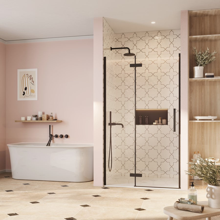 Asura 8mm Hinged Door with Inline - Fluted Polished Stainless
