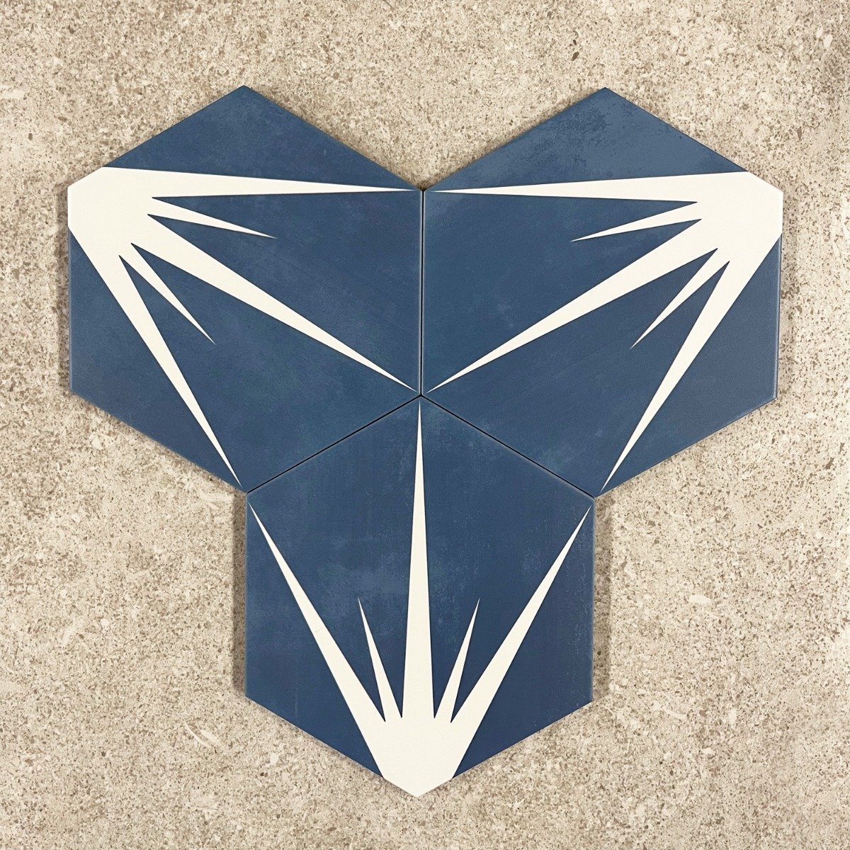 Lotus Hex Matt Blue Hexagon Porcelain Tile 198x228mm