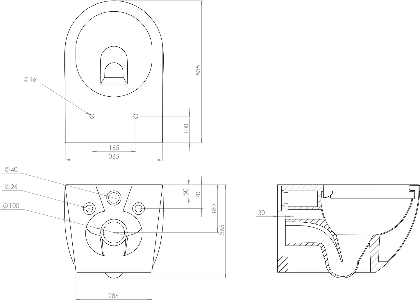 AIR wall hung WC pan & slim seat pack - rimless - short projection