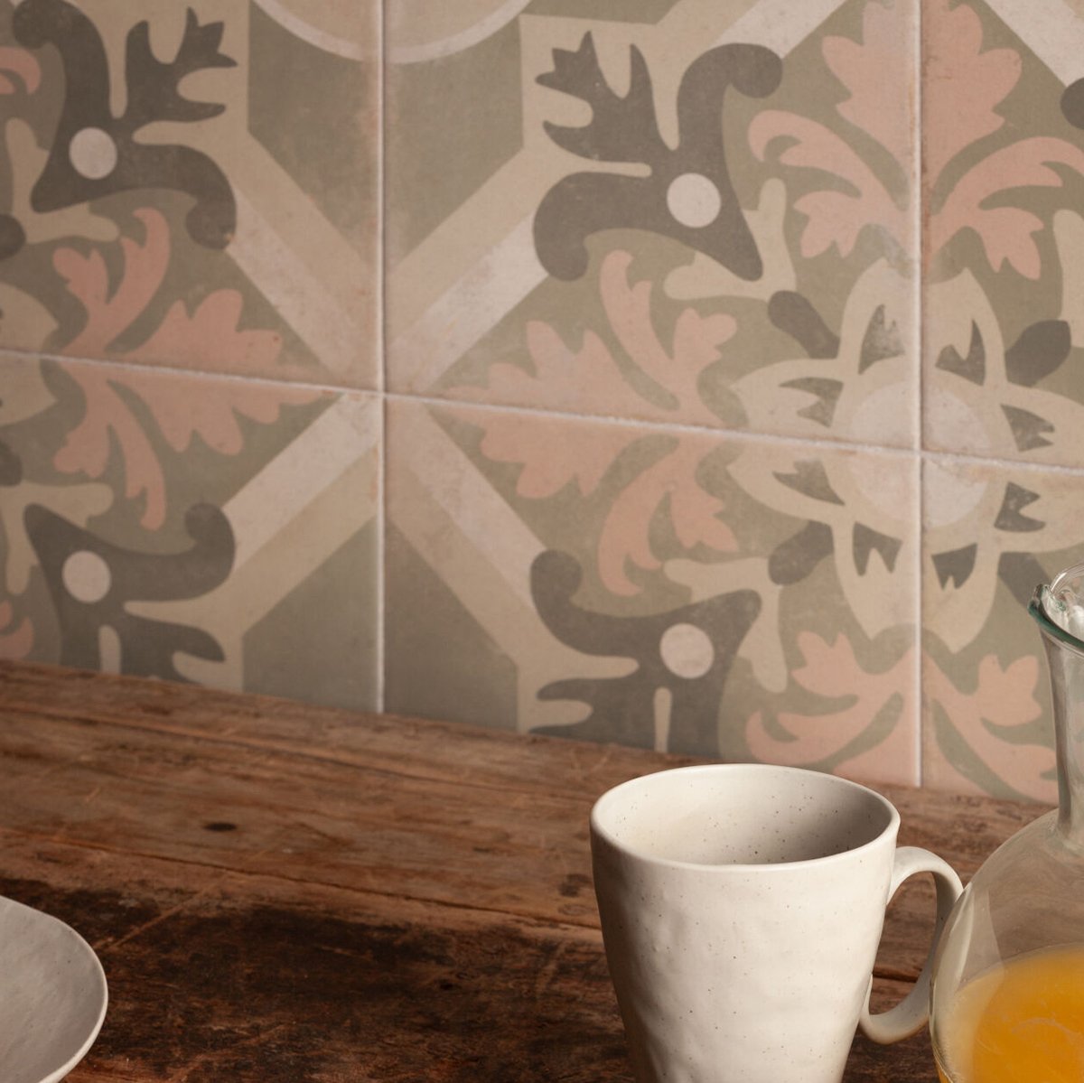 Rome Sage Matt Porcelain Patterned Tile 223x223mm