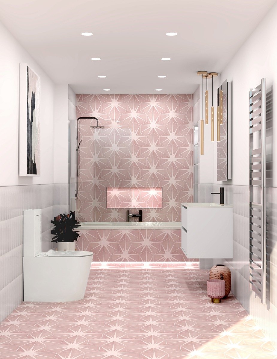 Lotus Hex Matt Pink Hexagon Porcelain Tile 198x228mm
