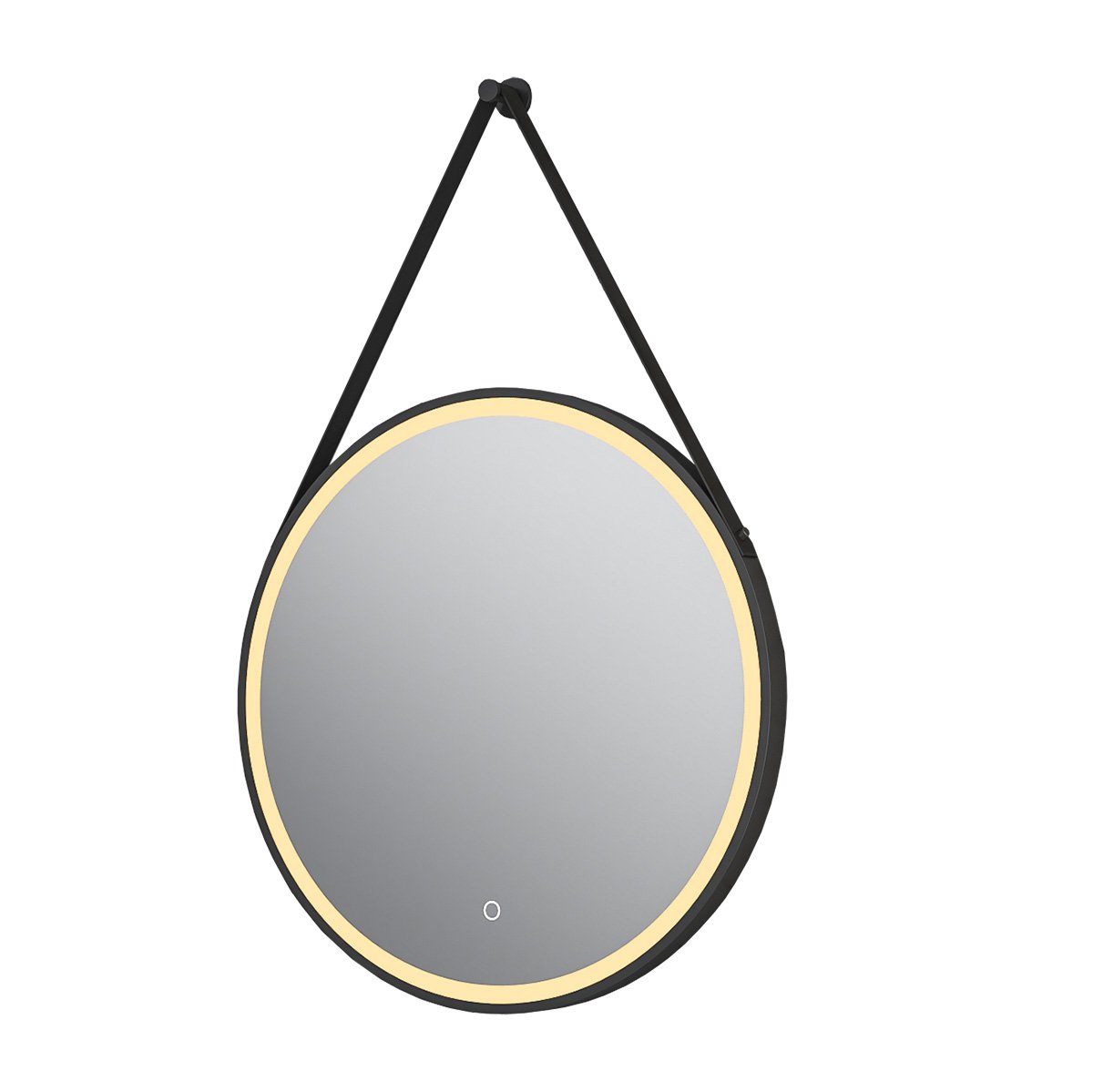Talon Matt Black Round LED Mirror with Belt Strap