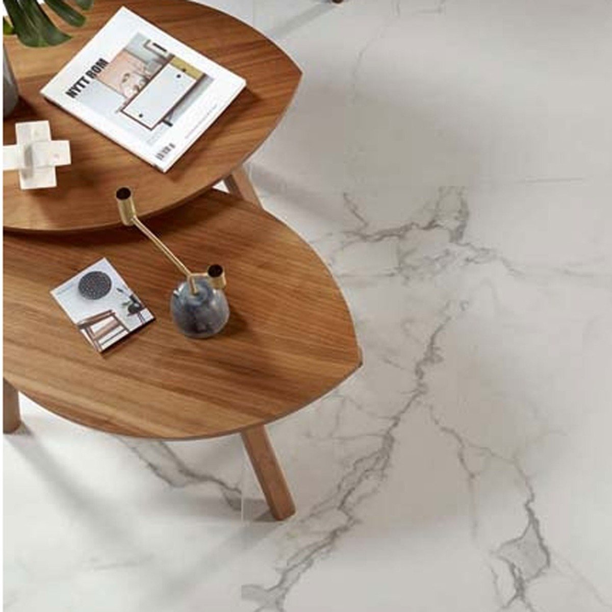 La Bella White Marble Semi-Polished Porcelain Tile 600x600mm