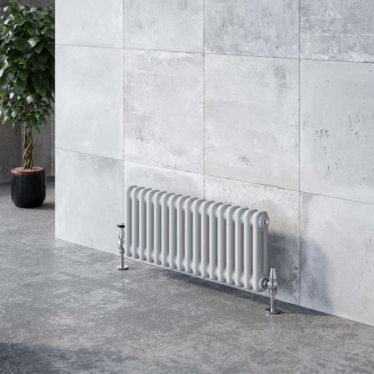 Upton White Double Horizontal Column Radiator 300x785mm