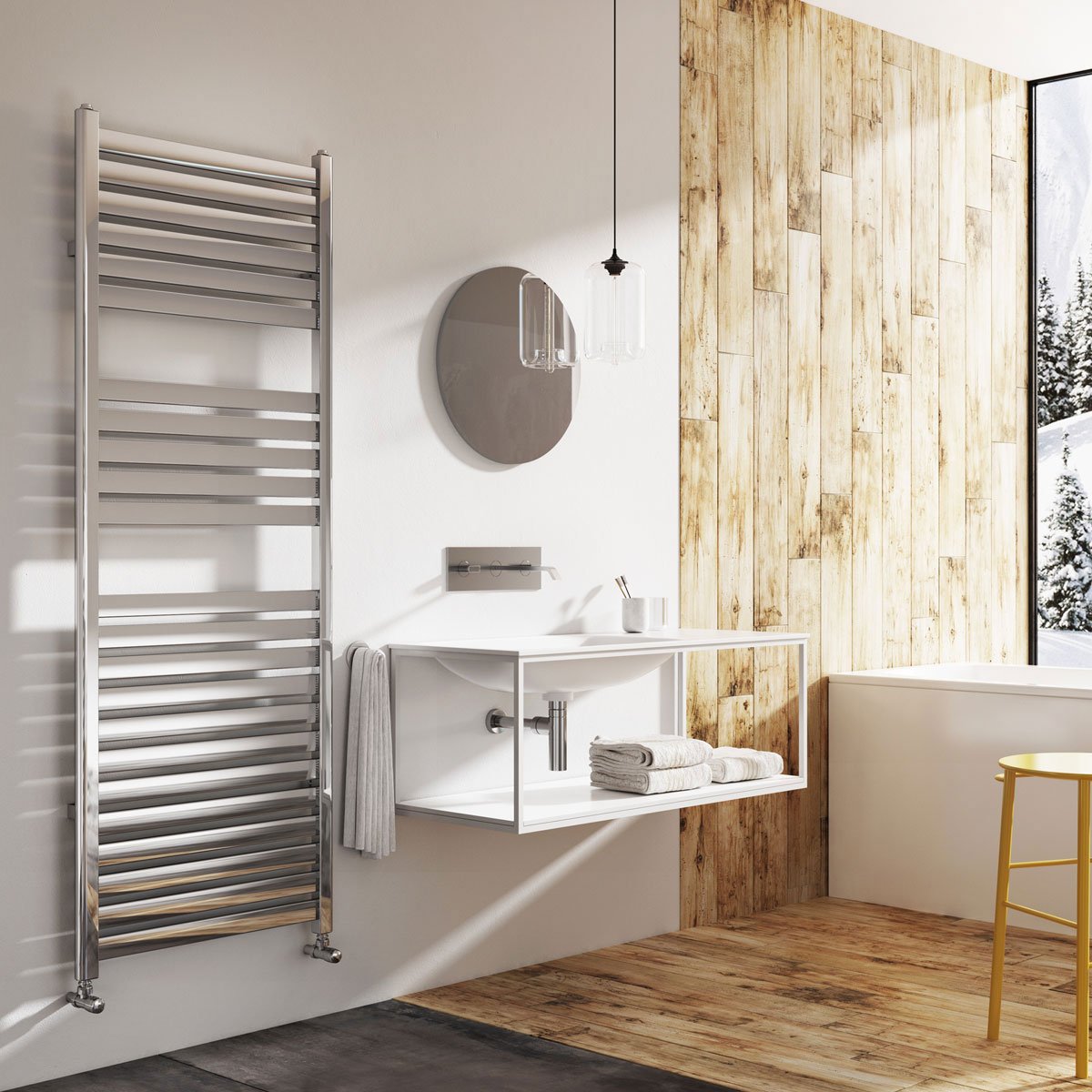 Portabello Chrome Heated Towel Rail 1600x600mm