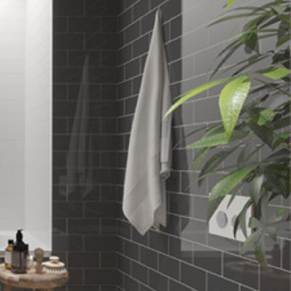Luso Black Gloss Ceramic Tile 100x300mm