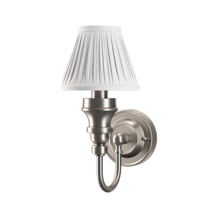 Burlington LED Bathroom Ornate Wall Light & White Fine Pleated Shade