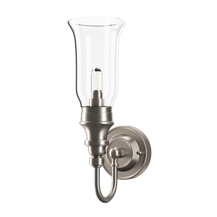 Burlington LED Bathroom Ornate Wall Light & Clear Glass Vase Shade