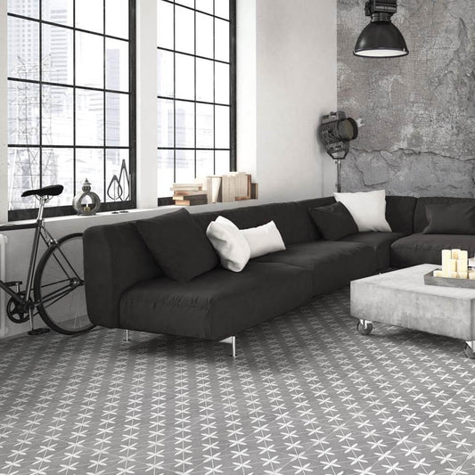 Potton Grey Pattern Ceramic Tile 450x450mm