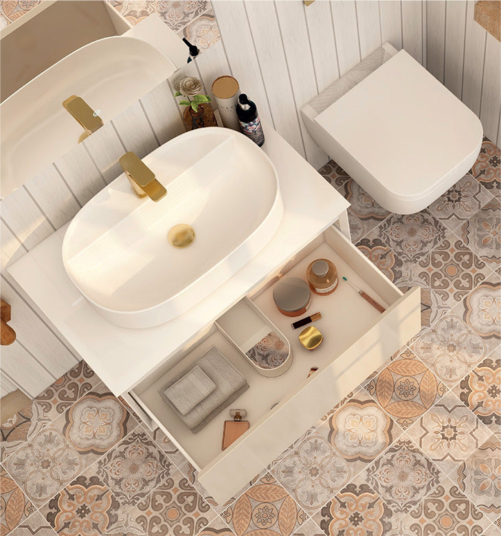 Essence 800mm single Drawer cabinet in Cashmere