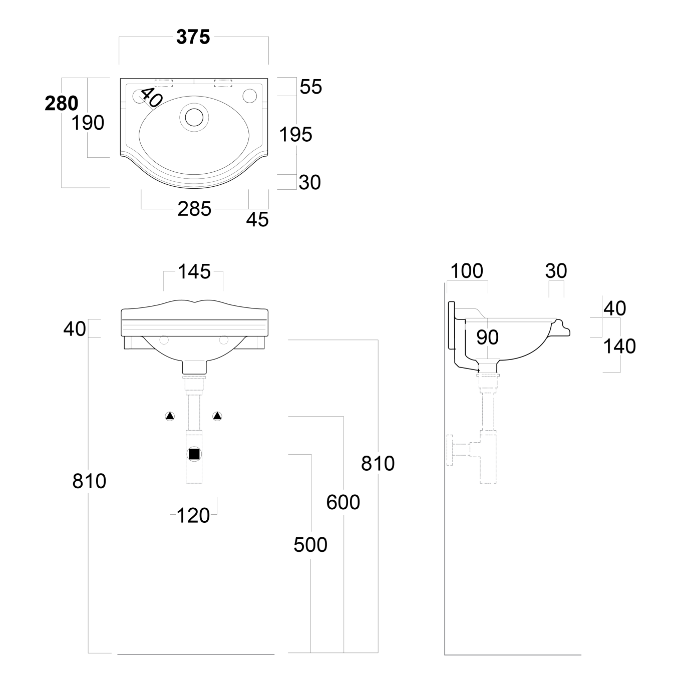 Alaric White Wall Hung Wash Basin