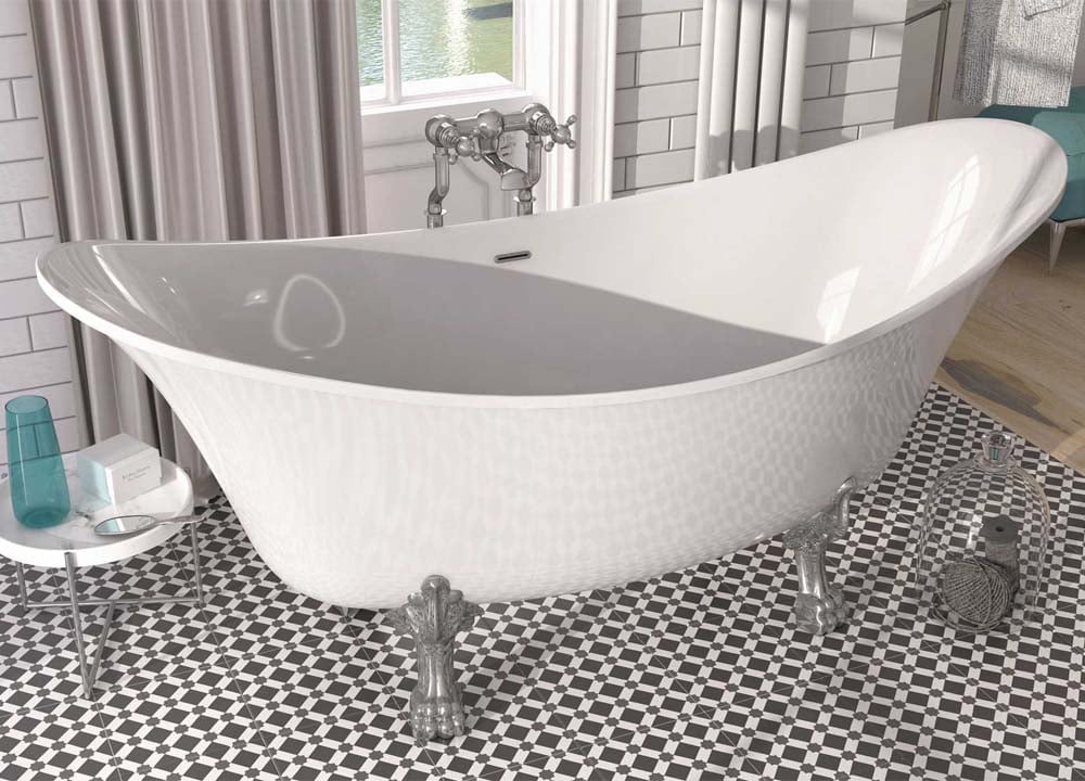 Ahana Traditional Freestanding Bath with Chrome Claw Feet 1730x750mm