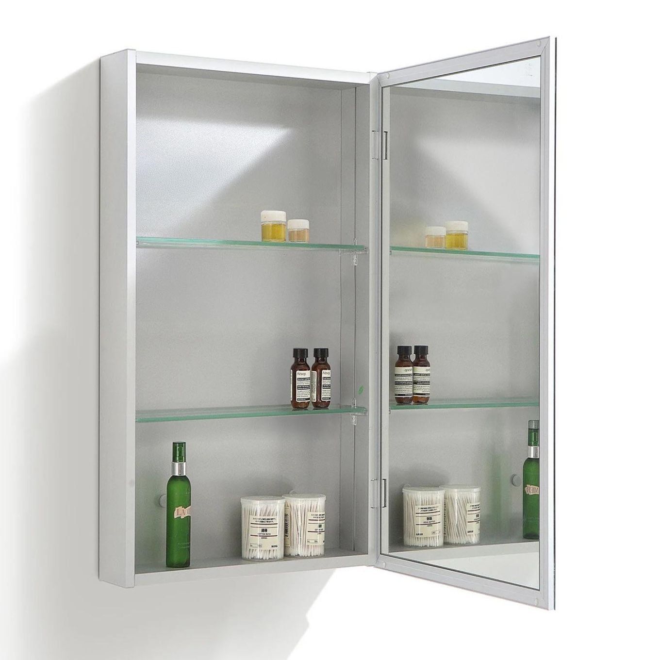 Neon Single Door Mirrored Wall Cabinet 400mm