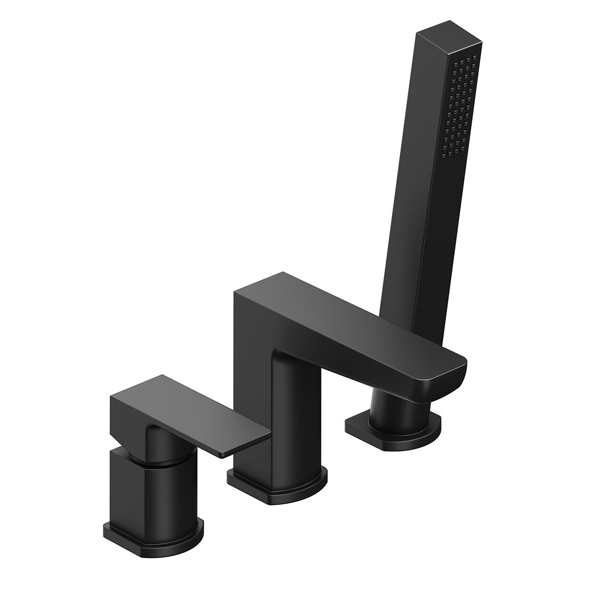 Zena Matt Black 3 Hole Deck Mounted Bath Shower Mixer Tap