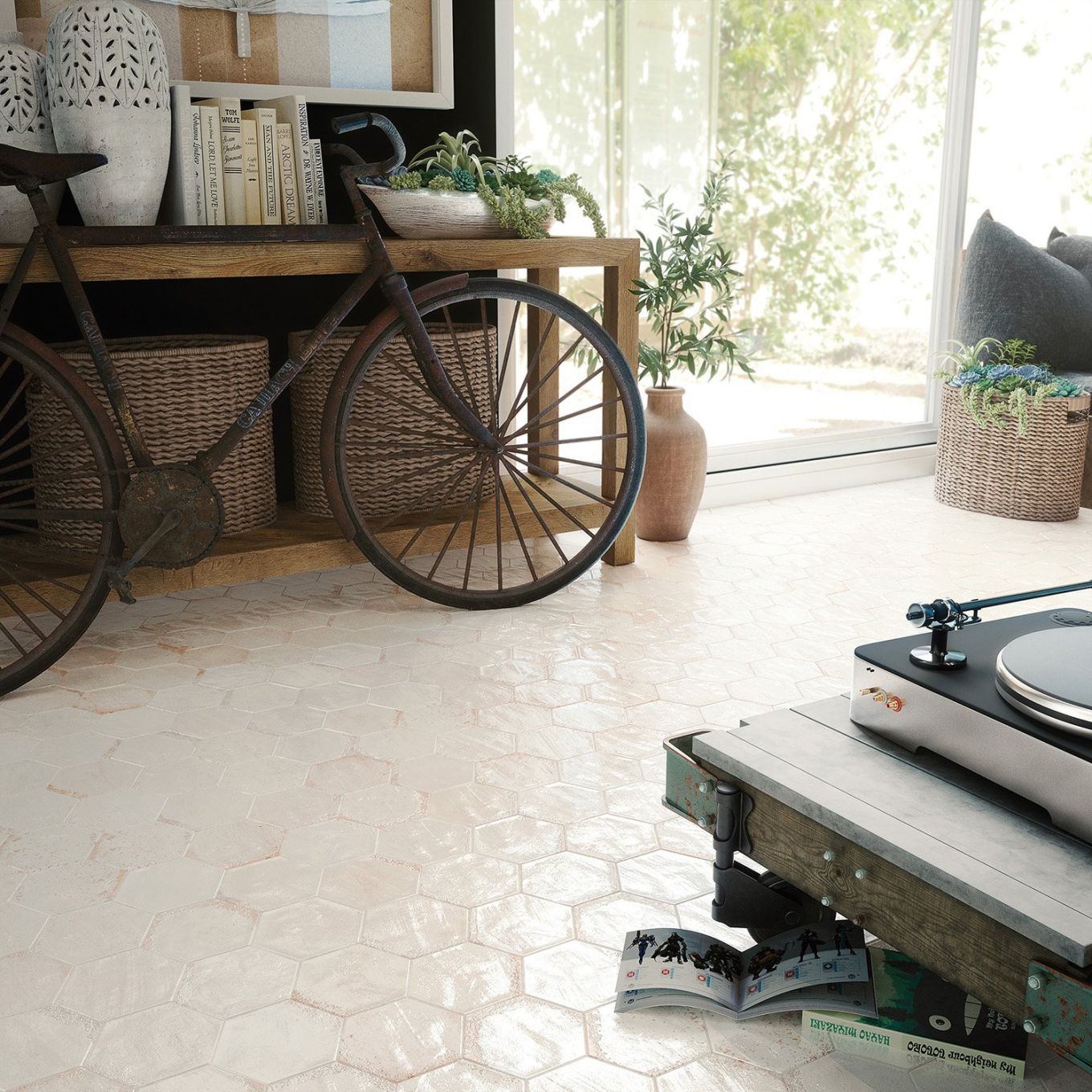 Bergamo White Porcelain Hexagon Tile 150x130mm