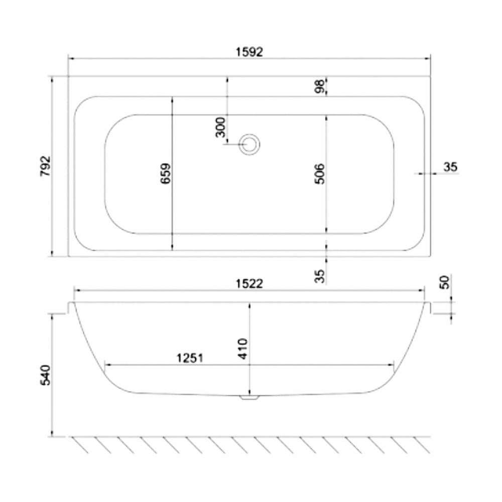 Carron Profile Acrylic Double Ended Bath - 1600x800mm