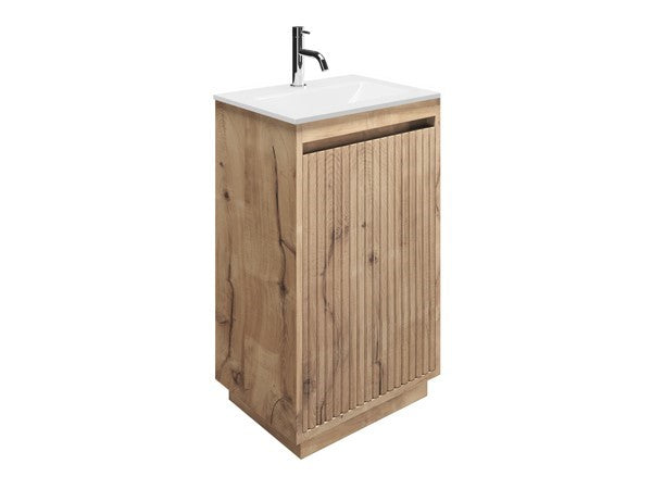 Flute 470 Floor Standing Unit with Ice White Glass Basin