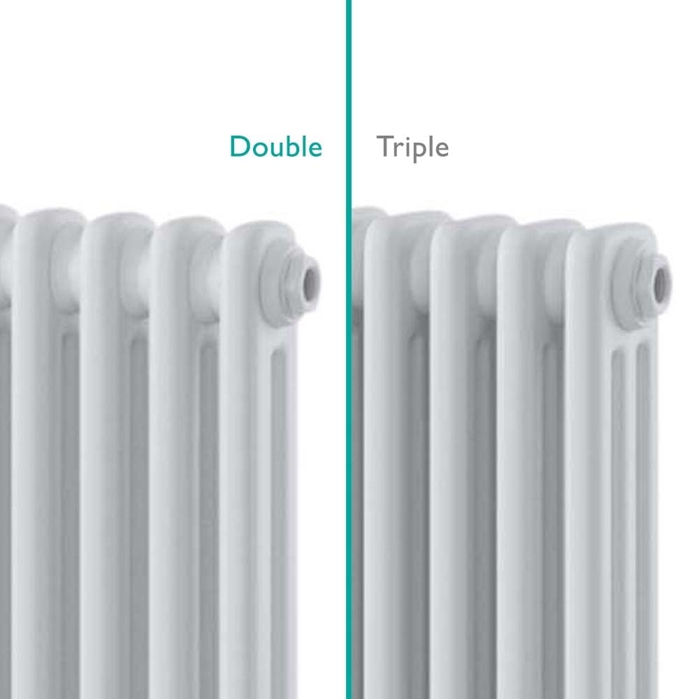 Upton White Double Horizontal Column Radiator 600x605mm