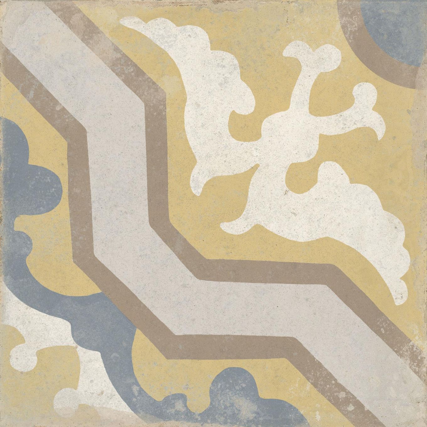 Rome Mustard Matt Porcelain Patterned Tile 223x223mm